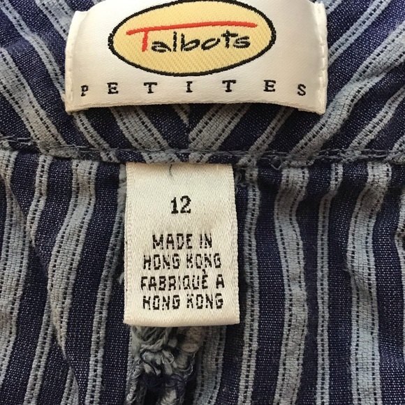 Talbots Petites Navy Striped  Pants Size 12 - Picture 3 of 3